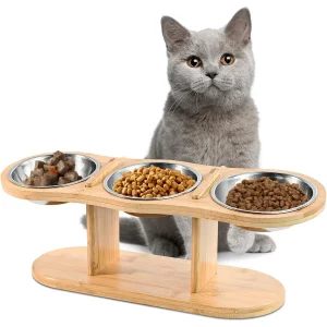3 Bowls in 1 Feeder with Raised15-Degree Tilt