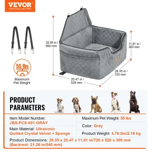 Dog Car Booster Seat for Medium - Large Dogs up to 55 lbs